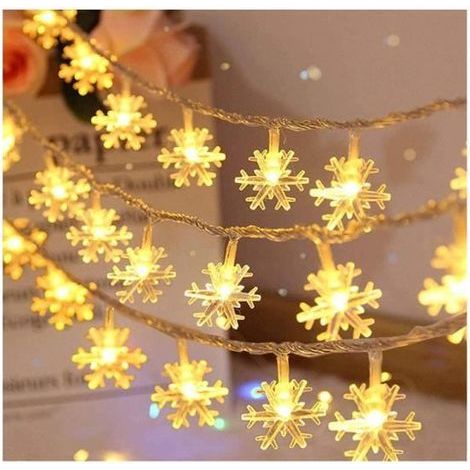 Snowflake Light Garland - 6 Meters - 40 Warm White LEDs