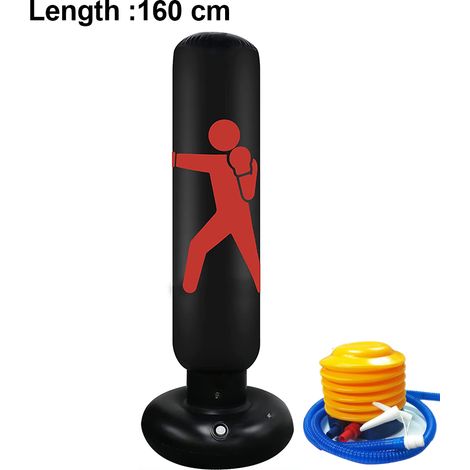Sac de frappe gonflable pour enfants, sac de boxe à rebond, sac de frappe de fitness, sac de sable cylindrique pour la pratique du karaté, du taekwondo et l'entraînement à la vitesse des coups de pied