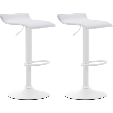 Set di 2 sgabelli da bar dal design minimalista altezza regolabile poggiapiedi PVC bianco e metallo bianco 100005560