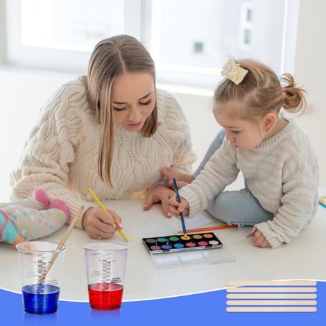 Gobelet mélangeur plastique - 50 pièces, 240ml avec bâtonnets - Pour résine, peinture Cuneary (1/5)