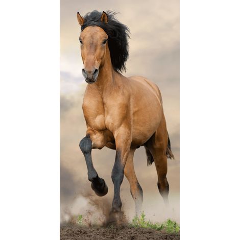 Serviette en coton 70x140 Cheval marron