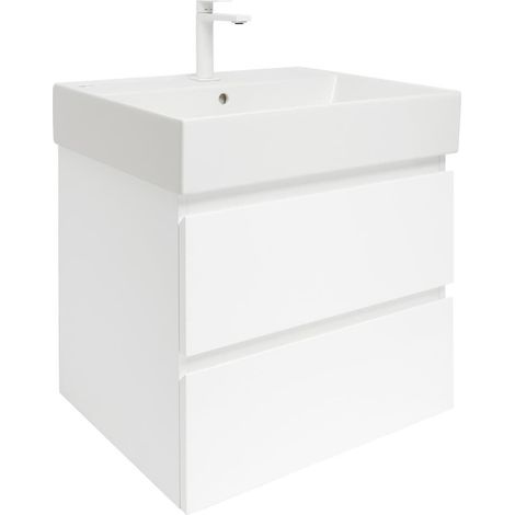 Meuble de salle de bains SAT avec mitigeur - B-Way 1 - avec vasque SAT Infinitio 59x50x45 - Blanc