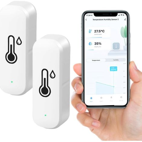 Lot de 2 Thermomètre Hygromètre WiFi Intelligent – Capteur de Température et d’Humidité Intérieur/Extérieur avec Bluetooth, Application de Contrôle à Distance pour Maison (1/5)