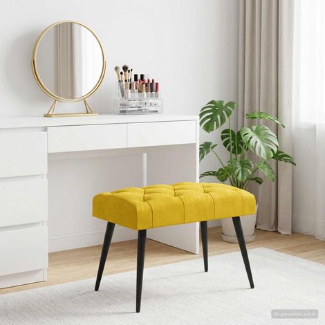 vidaXL Banc avec capitonnage bouton Jaune 60 x 40 x 45 cm Velours (1/5)