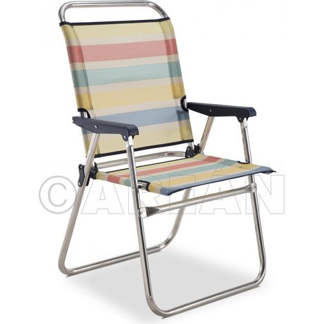 Silla alta de playa de aluminio - De rayas