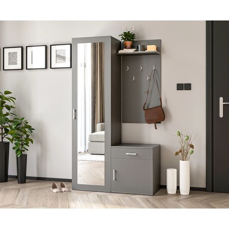 AX LIVING Flurgarderobe Grau Magnola 100cm Breite, modernes Design & Stauraum