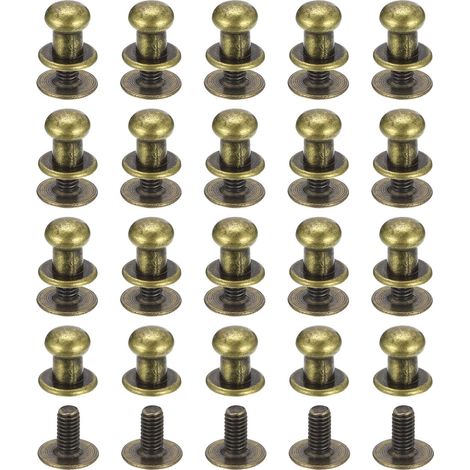 6mm Clou à Tête Sphérique Avec Rivets à Visser, Lot de 20 Rivets à Tête Ronde Pour La Maroquinerie Artisanale, Ceinture, Couleur Bronze (1/5)