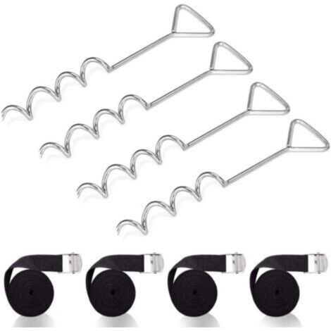 Ancrage au Sol Trampoline avec Sangles - Boucles en Acier, Kit d'ancrage Trampoline Spiralés en Acier, Fixation pour Trampoline, Robustes Piquet d'ancrage pour Trampoline Tentes Balançoire Accessoires (1/3)