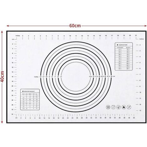 Tapis De Cuisson En Silicone - 70 X 50 Cm - Non Toxique FDA - Antiadhésif - Avec Marquages Mesure - 1 Pièce (1/5)