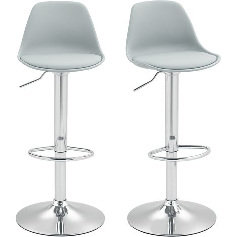 Lot de 2 tabourets de bar pivotants, dossier réglable en hauteur, capacité de charge jusqu'à 120 kg, dimensions 42 x 41 x 82-104 cm, gris (1/5)