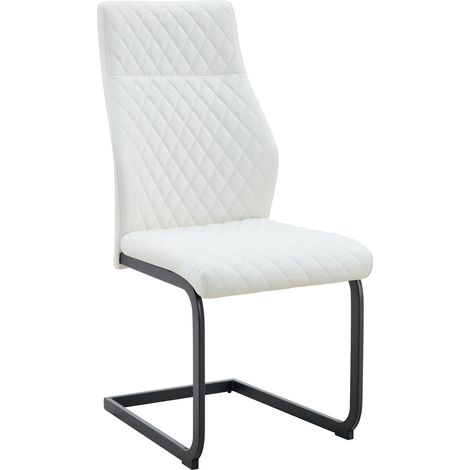 Essgruppe mit rundem Tisch aus gehärtetem Glas 85 cm und 2 weißen PU-Stühlen (1/5)