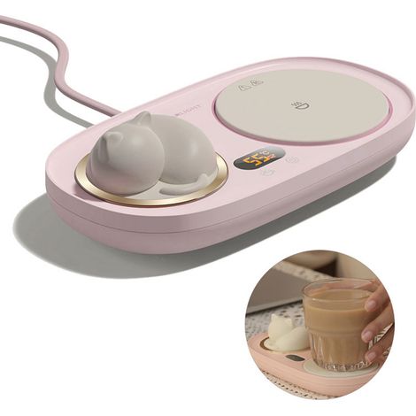 Tasse Chauffe-tasse 55°C Température Constante, Sous-verre Chauffant Rose pour Bureau (1/5)