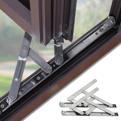 Charnières de fenêtre en acier inoxydable, fenêtre à soufflet, compas de friction, 3mm d'épaisseur, rainure 22mm, 12 pouces, 1 paire (1/5)