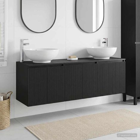 vidaXL Juego de Muebles de Baño 3 uds. Negro 49,5 x 44,5 x 65 cm (1/5)