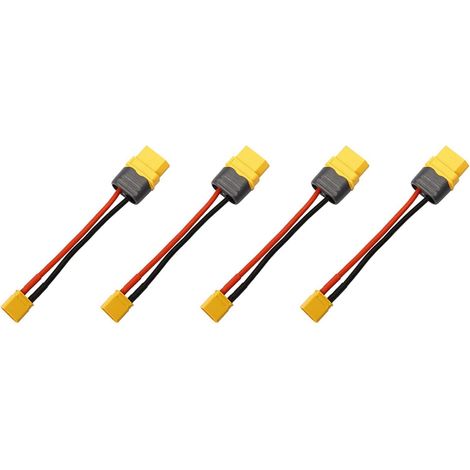 4X Câble de Batterie TéLéCommande Amasse XT60 à XT30 Connecteur Fiche en T Connecteur Mâle avec de Silicone 16AWG 100Mm (1/5)