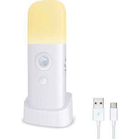 Veilleuse rechargeable 1.2w avec détecteur de mouvement, 5 niveaux de luminosité, alimentation USB, portable. (1/5)