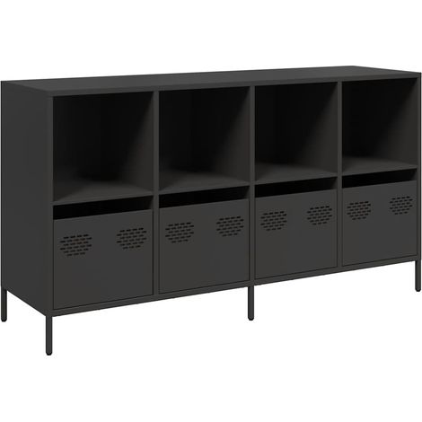 Maison Exclusive - Aparador de acero laminado en frío negro 135x3