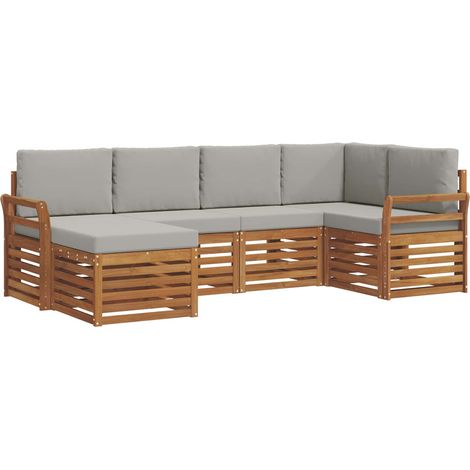 Outdoor-Sofagarnitur 6 Stk. Natürlich und Hellgrau Polyester vidaXL (1/5)