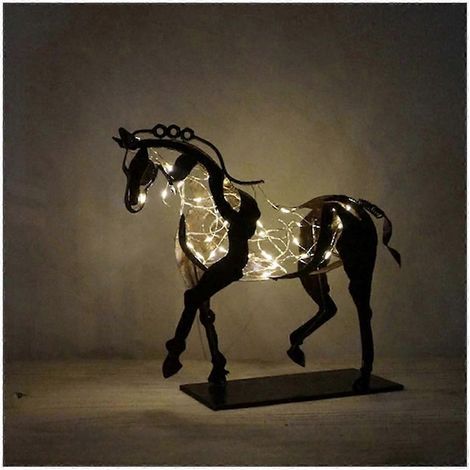 Sculpture de cheval en métal lumineux, sculpture animale lumineuse, décoration pour maison ou restaurant, cadeau de pendaison de crémaillère (1/3)