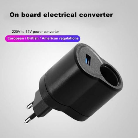 Allume cigare adaptateur voiture - Convertisseur 220v 12v protections multiple - Chargeur appareil numérique GPS - Prise EU (1/5)