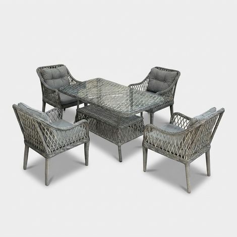 Garten-Essgruppe Hisar 4+1 mit Tisch und 4 Sesseln (1/5)