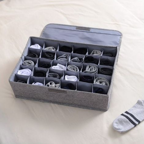Online Store - Boîtes de rangement pour chaussettes et sous-vêtements, 30 compartiments, boîtes pliables de rangement (1/5)