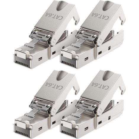 4x CAT 6a Connecteur Réseau RJ45 Sans Outil avec Connexion LSA pour Câbles D'installation Rigides Câble LAN Blindé 10 Gbit/s Boîtier Métallique CAT6a (1/5)