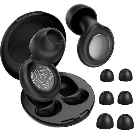 Tapones para los oídos para dormir, protección auditiva con reducción de ruido, tapones de silicona reutilizables con cancelación de ruido para dormir de lado, ronquidos, viajes y trabajo (gris, talla