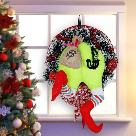 Guirlande De Noël En Forme De Lutin Voleur - 30 Cm - Pour Porte D'Entrée Mur Fenêtre Arbre De Noël - 1 Pièce (1/4)