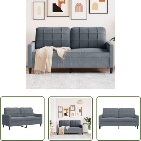 vidaXL Canapé à 2 places Gris foncé 140 cm Velours (1/5)