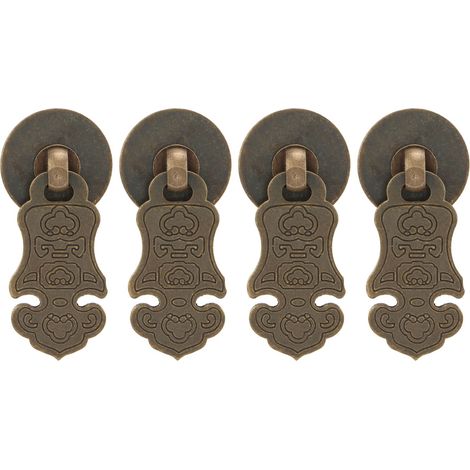 Poignées de tiroir anciennes 4 pièces motif Ruyi rétro, poignées en bronze et laiton avec vis, pour meubles et commodes (1/5)