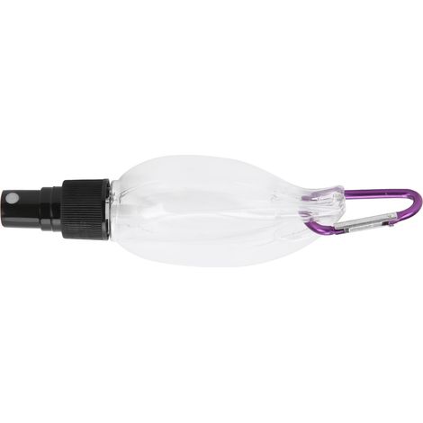 Flacon vaporisateur de voyage transparent en forme de feuille de 50 ml avec porte-clés, rechargeable, embout noir (1/5)