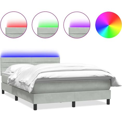 Maison Exclusive - Letto a Molle con Materasso e LED Grigio Chiaro 160x210cm Velluto