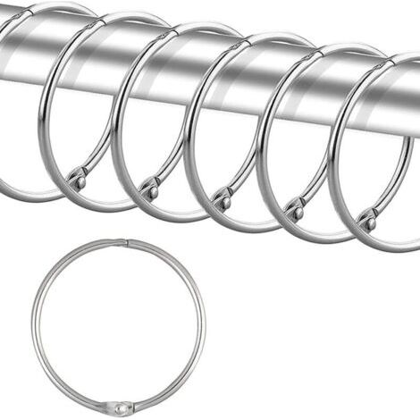 24 anneaux de rideau de douche, crochets de rideau de douche antirouille pour salle de bain, anneaux de rideau de douche ronds décoratifs et crochets de tringle de rideau de douche,argent (1/4)