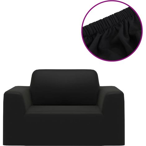 Maison Exclusive - Fodera Elasticizzata per Divano in Jersey di Poliestere Nero (1/5)