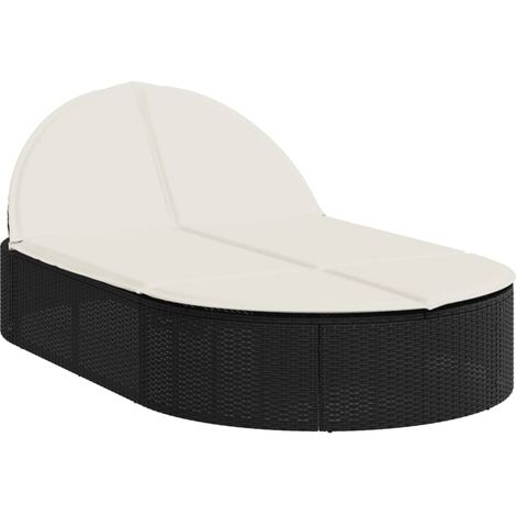 Maison Exclusive - Lettino Prendisole Doppio con Cuscini Nero in Polyrattan