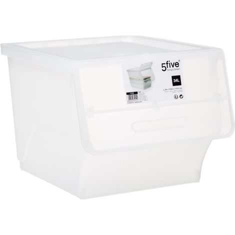 Five Simply Smart – Boîte de rangement transparente 34L – Dimensions L. 38 x l. 45,5 x H. 31 cm – Ouverture frontale – Polypropylène durable (1/2)