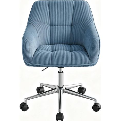 CHICFURN Sedia da ufficio ergonomica 56x40x(81-90) cm blu in tessuto a coste, girevole (1/5)