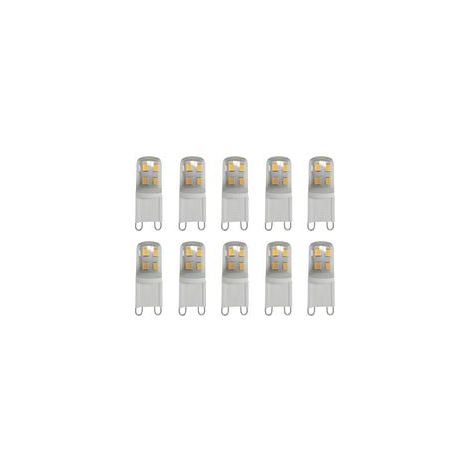 Ampollas LED G9 2W Blanc Chaud 2700K, 200LM, equivalente a 20W Halogène, Pour éclairage Domestique, Non-Flicker, AC 220-240V, Paquete de 10 [Clase energética B]