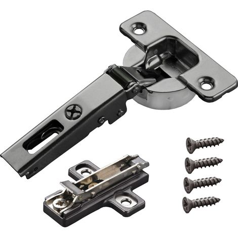 2 x Salice Topfband Serie 700 Titanium anthrazit mit Dämpfer im Topf 110° T48 Eckanschlag inkl. Kreuz-Montageplatte Höhe 3 mm mit Euroschrauben und Exzenterverstellung Schrankscharnier von SOTECH (1/5)