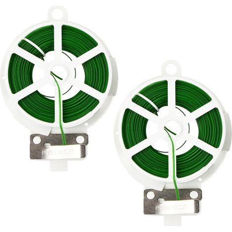 200M Fil de Fer pour Plantes Cravates de Jardin Vert en Métal avec Coupe, Fil de Serrage pour Jardin Multifonctionnel (1/4)