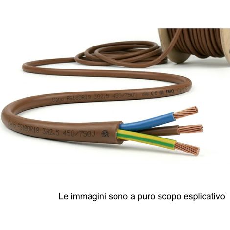 100 x Cavo elettrico di colore marrone FS18OR18 450/750V.(DianFlex) Misura: 3G2,5 mm