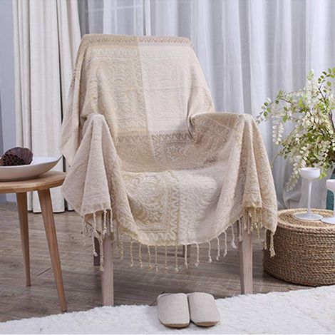 Chenille Retro Tribal Pattern Jacquard Art Tassel Casual Sofa Throw Cotton Blanket for Bed Sofa Couch Soft Chair (1/5)