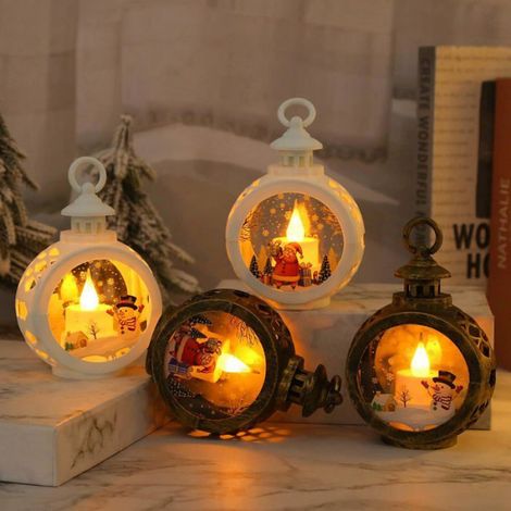 Lanterne de Noel,2pièces Lanterne Decorative,Lanterne Bougie Decoration Noel,NoëL Suspendu Lampe (1/5)