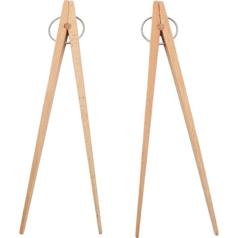 Ensemble de 2 pinces de service en bois de hêtre avec poignée antidérapante, idéales pour le pain, les salades, les gâteaux, les buffets et les barbecues.-AquaForge (1/5)