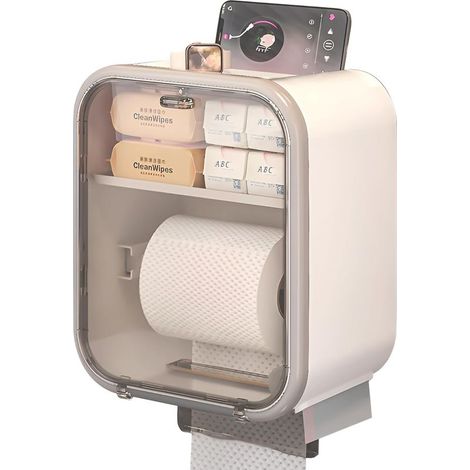 Porte-papier toilette mural, distributeur de papier toilette étanche, installation sans perage, pour toilettes et cuisines (1/4)