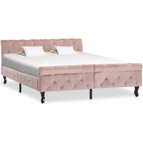 Bettgestell Rosa Samt 140x200 cm vidaXL (1/5)