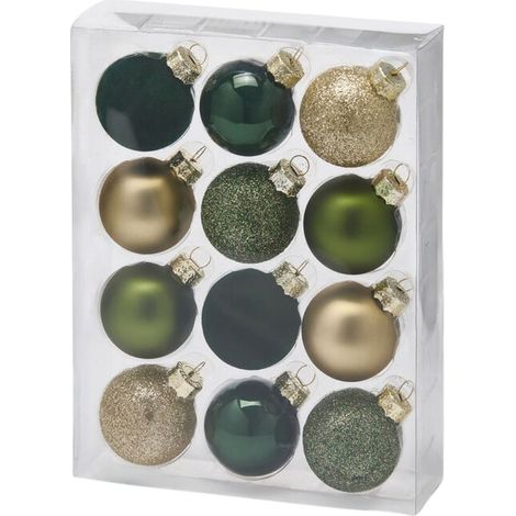 Palla in vetro verde e oro D4 confezione 12 palline EDG