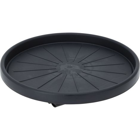Kunststoff Pflanzentrolley anthrazit für runde Töpfe - 35 cm - Blumentopf Unterteller rollbar mit 4 Rollen - Pflanzenroller Pflanzenwagen Rollbrett