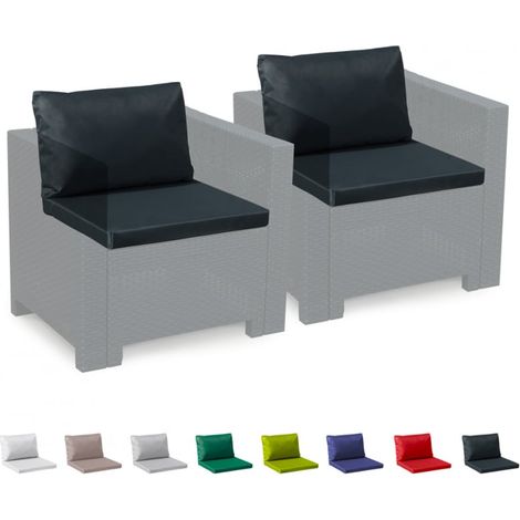 Ersatzkissen für Loungeset Gartenmöbelset Rattan Wasserdicht 2 Plätze Bica Grand Soleil - Schwarz
